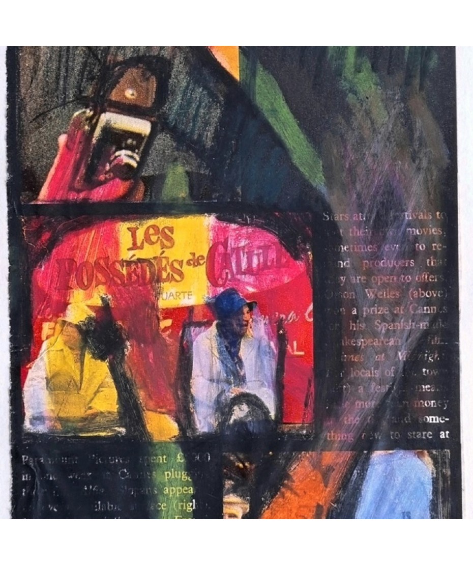 Jacob Bornfriend - Painted Collage with Newsprint