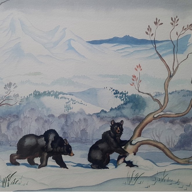 John Leigh-Pemberton - Two Black Bears in the Mountains