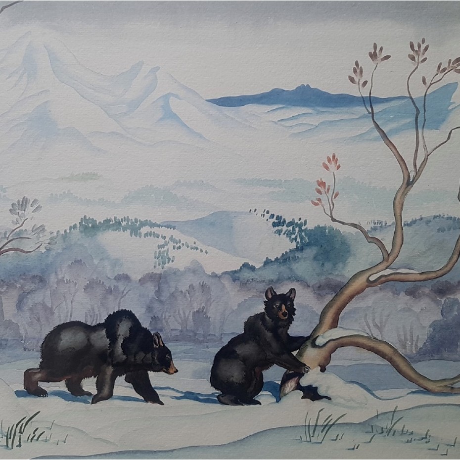 John Leigh-Pemberton - Two Black Bears in the Mountains